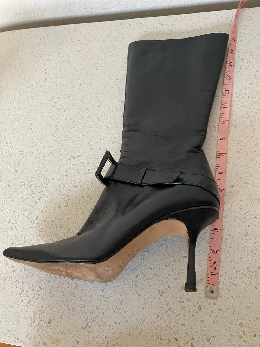 Jimmy Choo Black Over-the-Knee Pointed Toe Buckle Boots
